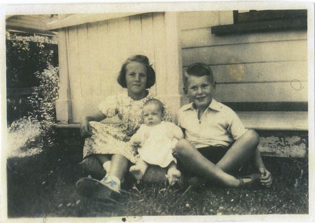 The new addition, Barbara and Grant with baby Roger. 1945.